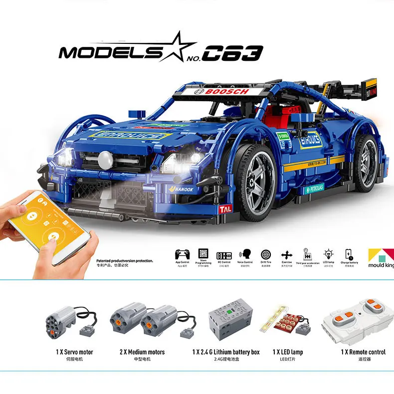 

DHL 20005 Technic Series Compatible With legoings MOC-6687 Blue RC Car Set Building Blocks Bricks App Control Kid Toy Gifts