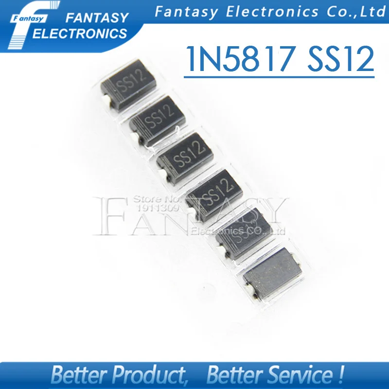 100 шт. SMA 1N5817 smd 1A 20V DO-214AC IN5817 диод Шоттки SS12