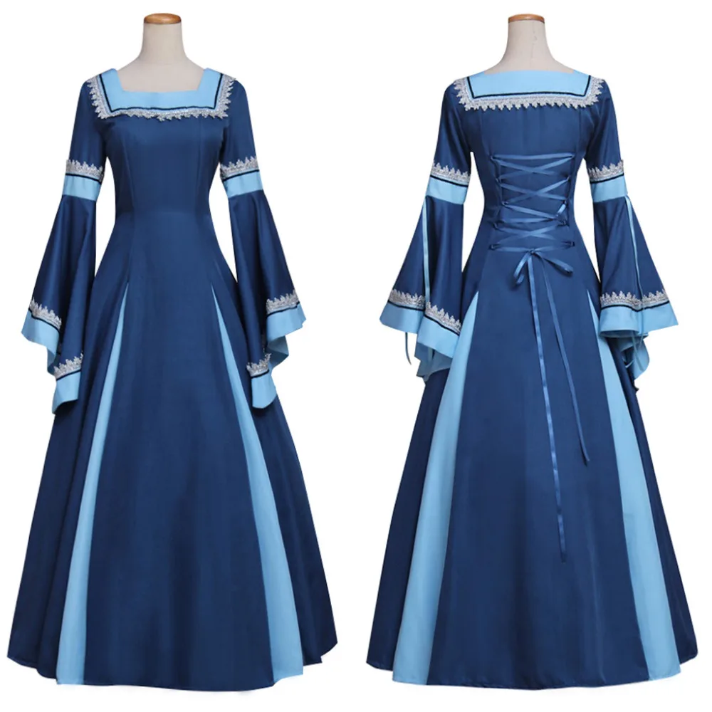 Blue Medieval Renaissance Gothic Victorian Dress Ball Gown Adult