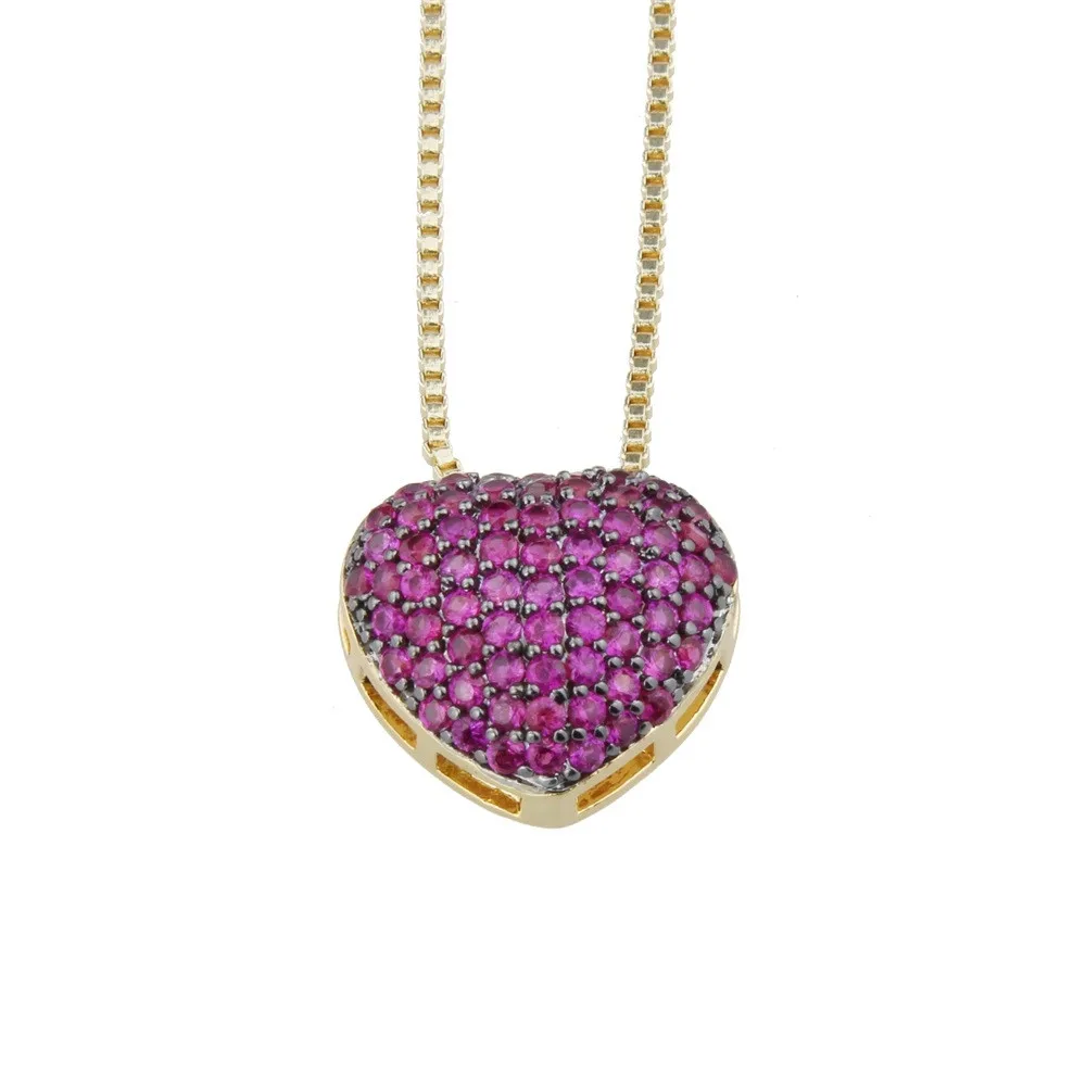 

Love Heart Trendy Pendant Golden & Silver Color Copper Cubic Zirconia Necklace MOLINUO