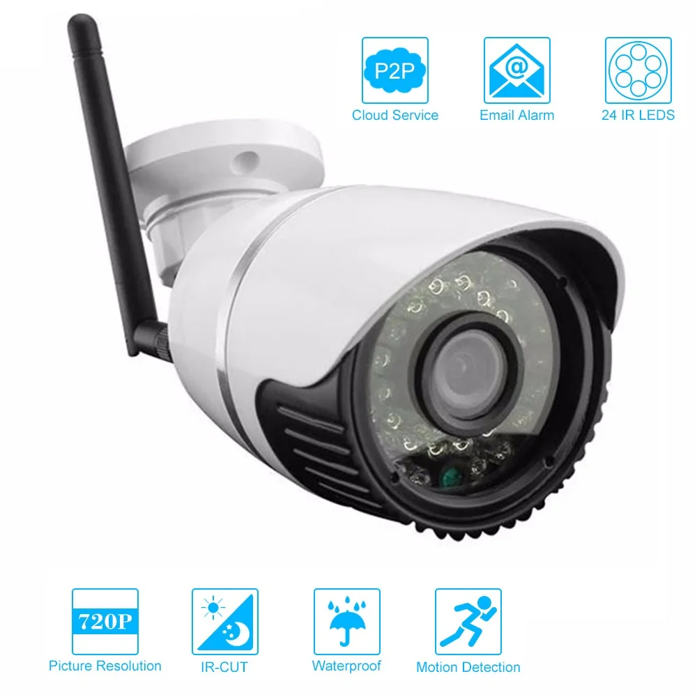 

LESHP Waterproof HD 720P CCTV Camera Outdoor Bullet Security Camera IR-CUT Infrared Night Vision 24 IR LEDS Surveillance Camera