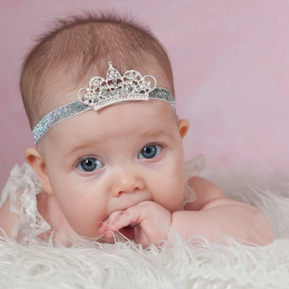 Baby Crown Princess Headband Stretchable Blinge Hairband Baby Photo
