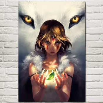 

NUONEGE Princess Mononoke Silk Fabric Poster Art Print 12x18 24x36inch Japanese Cartoon Anime Picture for Room Wall Decor