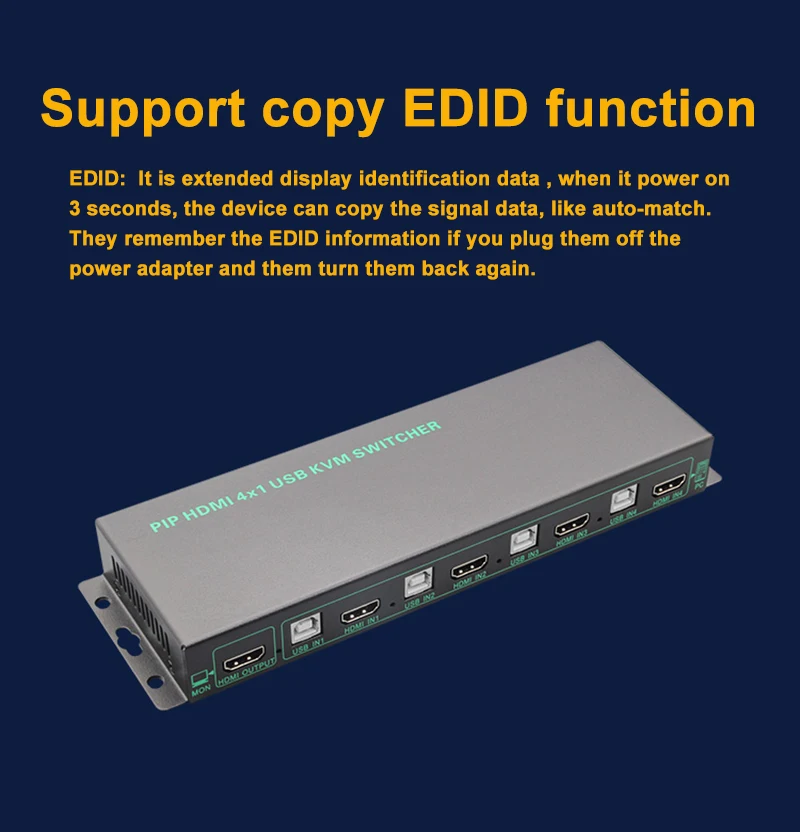 Новый kvm-переключатель USB HDMI Поддержка PIP и USB 2,0 4 Порты и разъёмы USB HDMI kvm-переключатель картинка в картинке 4 К 3840x2160 kvm-переключатель 4 Порты и