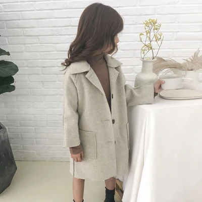 

4-13y winter children clothes girls woolen coat overcoat 2018 new fashion warm Kids Single-Breasted Outwears Abrigo de nina