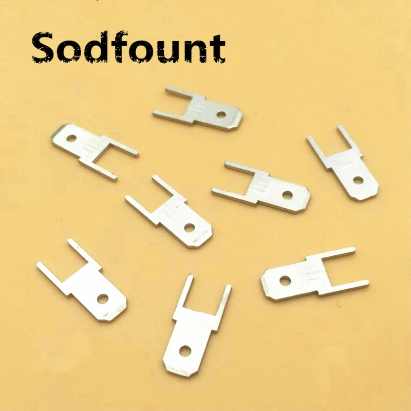 

100pcs 4.8 Inserts Plug Spring Terminal PCB Solder lug type thickness 0.5/0.8mm two legs,length 14mm Terminal PCB welding sheet