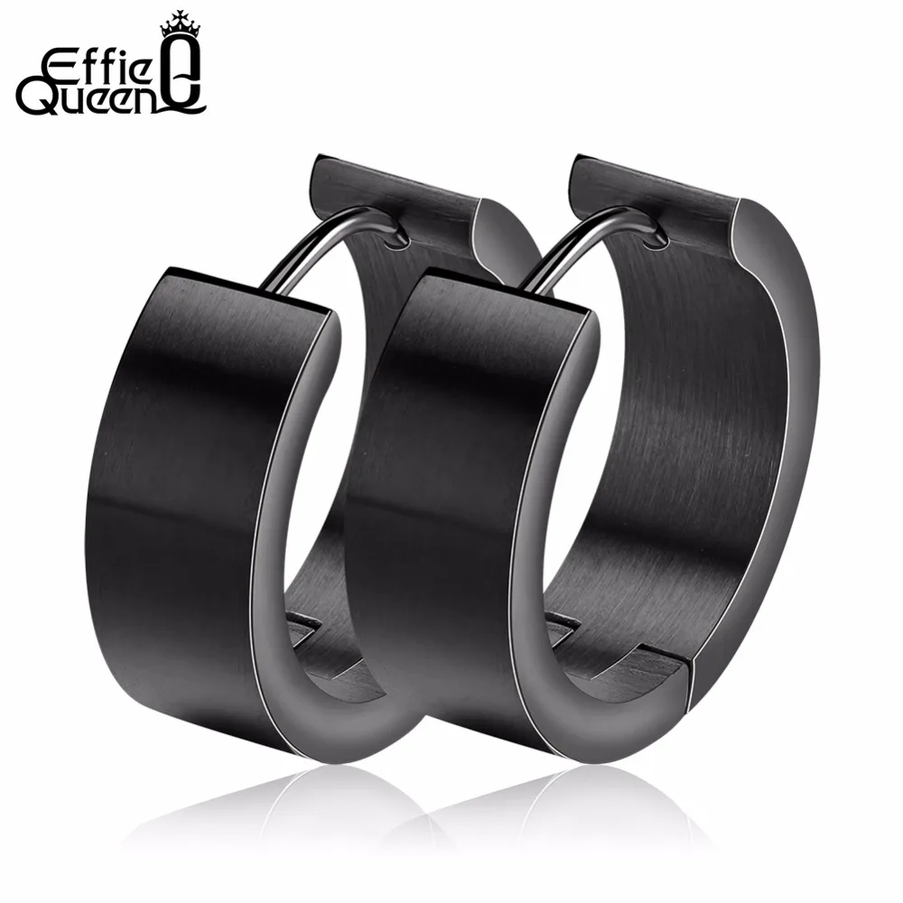 

Effie Queen Wiredrawing Round Stainless Steel Hoop Earrings Shiny Polished Men Women Girls Ladies Jewelry Earrings IE54