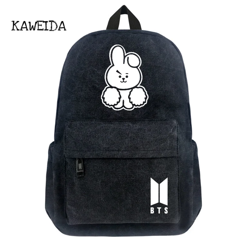 

Korean Canvas 2018 Women Backpacks Cool BTS Printing School Bags Fashion Young Boys Girls Waterproof Bagpack Travel Bag Mochila