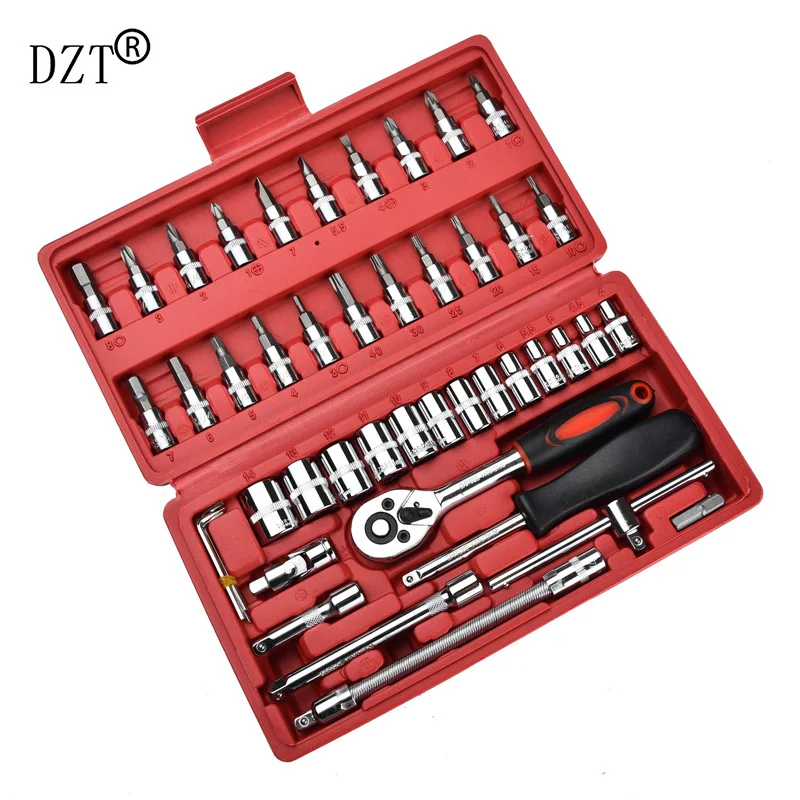 

46pcs Sockets Wrench Set Ratchet Spanners Screwdrivers Set Tool Kit For Car Hand Tools