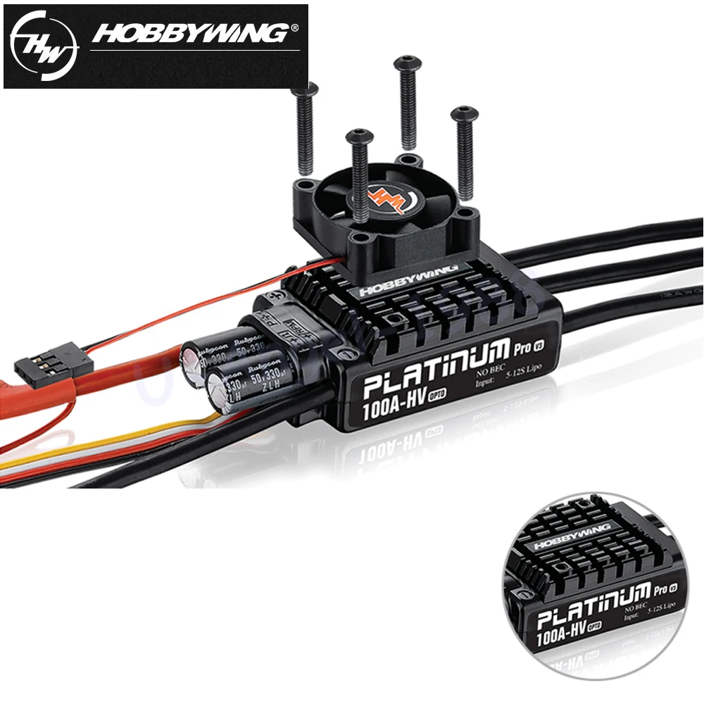 

1pcs Hobbywing Platinum OPTO HV V3 100A 5-12S Lipo No BEC Speed Controller Brushless ESC For RC Drone Helicopter