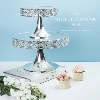 

mirror cake stand fruit plate metal dessert plate cake table silver color