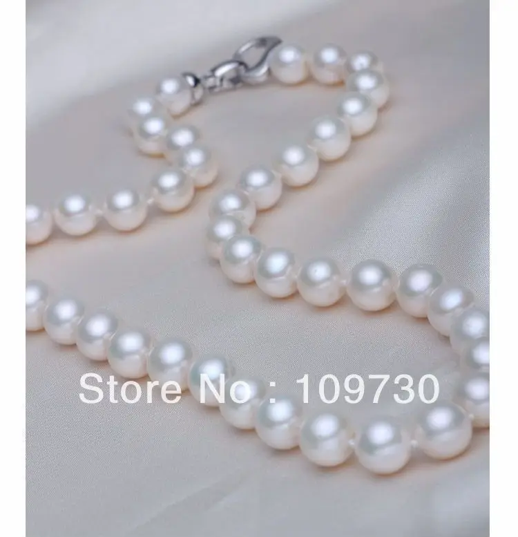 

Jewelry 001980 Natural 10-11mm AAAA top rating white pearl necklace