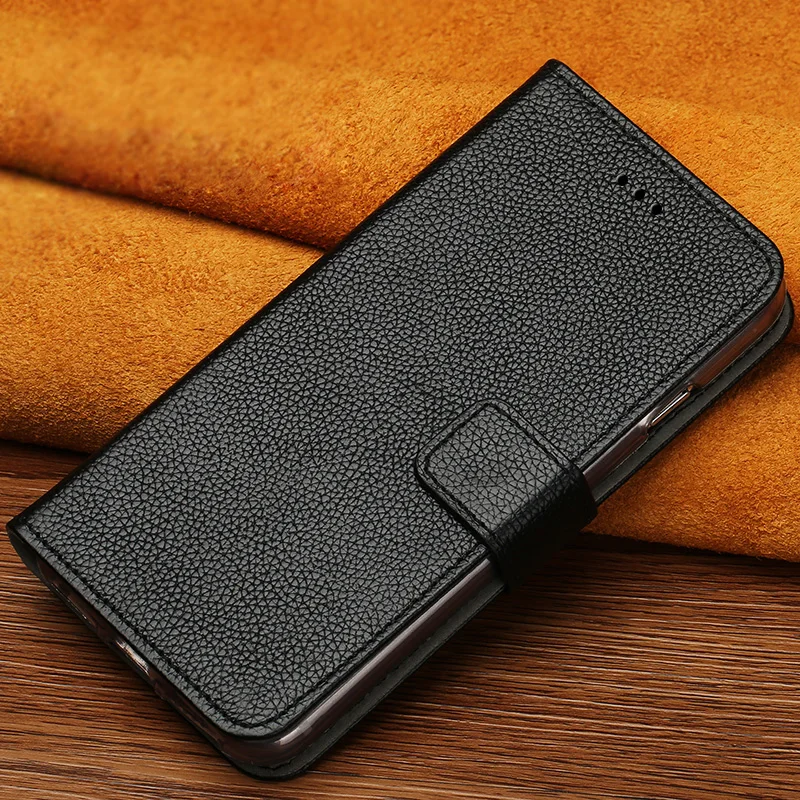 

Genuine Leather lychee texture phone case for LG G7 flip cover all handmade high-grade Cowhide phone protective case