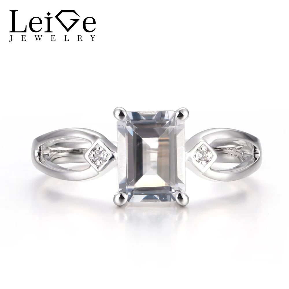LeiGe Jewelry Natural White Topaz Rings November Birthstone Promise