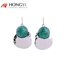 2017 Newest Drop Shipping Store Ethnic Fashion Women Silver Plated Green Charms Stone Pendants Statement Drop