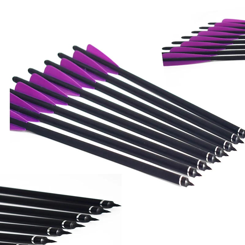 

12 pcs Carbon Crossbow Arrow Length 16/17/18/20/22 Inch Outer Diameter 8mm Steel Tip Point for Archery Hunting Shooting