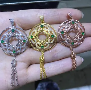 

925 sterling silver Free Silver tray set all kinds of color treasure 10*10mm pendant empty Tray free shipping