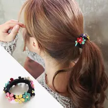 1 шт., кольцо для волос с цветами, Микс, яркие цвета, милая резинка для девочек, резинки для хвостика, аксессуары для укладки волос, 2U0213