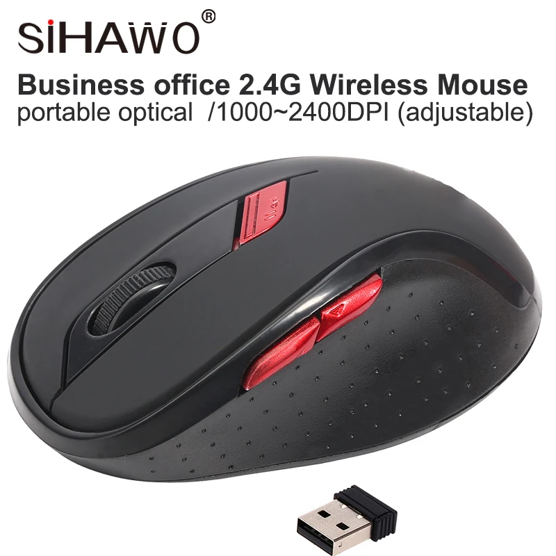 

2.4GHz Wireless Portable Optical Mouse Business Office Mouse 1000~2400DPI Adjustable USB2.0 Computer Peripherals Lightweight