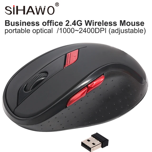 Best Value 2.4GHz Wireless Portable Optical Mouse Business Office Mouse 1000~2400DPI Adjustable USB2.0 Computer Peripherals Lightweight