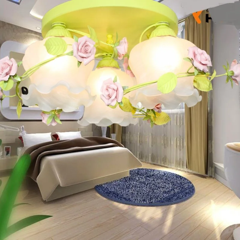

3 head rose LED Kwangwoon frosted glass lampshade light absorption room simple petals