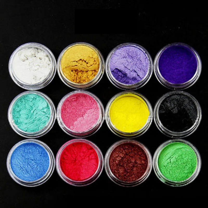 

12 Pcs/Set Colors Mica Pigment Powder Perfect Cosmetics Resin Colorant Dye Face Body Eyes Make Up Care Tools