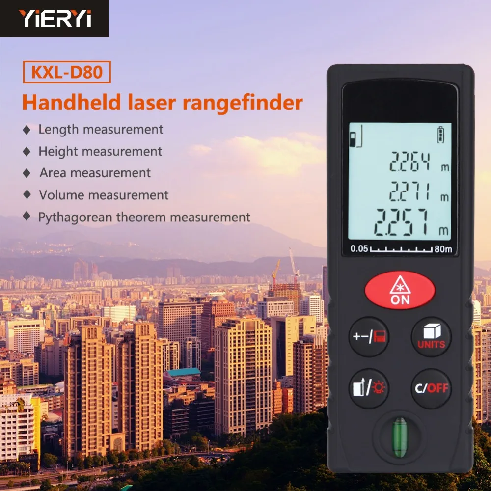 

yieryi 80m Digital Laser Rangefinder 262ft Laser distance meter Handheld Range Finder tape Measuring Device ruler test tool