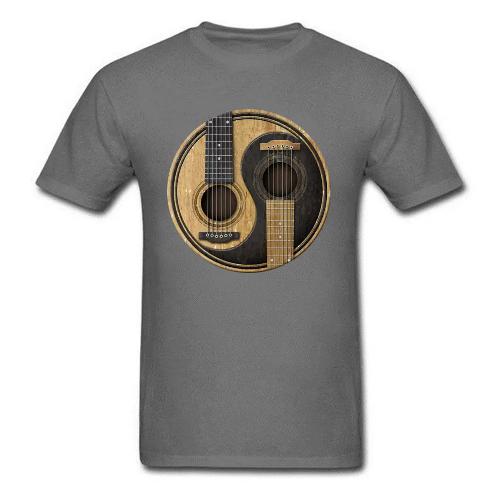 T Shirt Custom Tops & Tees Summer Fall Rife Design Short Sleeve 100% Cotton Round Neck Men Top T-shirts Design Old and Worn Acoustic Guitars Yin Yang carbon