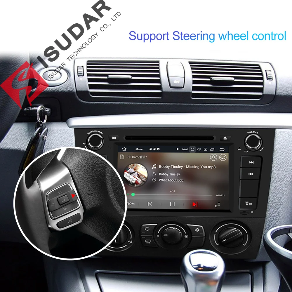 Sale Isudar 1 Din Auto Radio Android 9 For BMW E81/E82/E88 1 Series Car GPS Multimedia Player Canbus DSP USB DVR DVD Player RAM 4GB 4