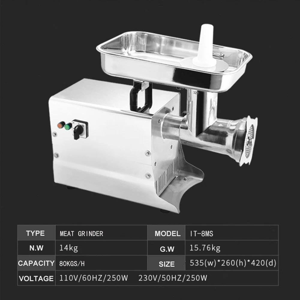 ITOP 80 кг/ч электрическая мясорубка Коммерческая Мясорубка из нержавеющей стали сверхмощная пищевая Чоппер машина для наполнения колбасы