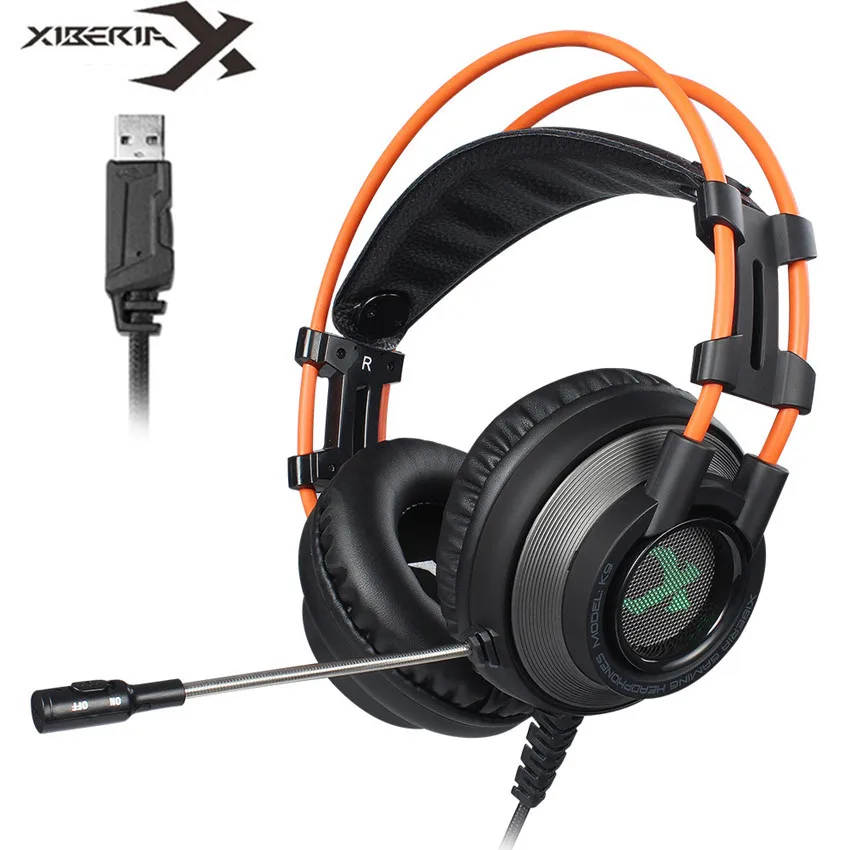 Продажа XIBERIA K9 PC Gamer гарнитура USB Виртуальный 7,1 звук Игровые наушники шлем стерео бас Лучший компьютер, наушники с микрофоном светодио дный свет
