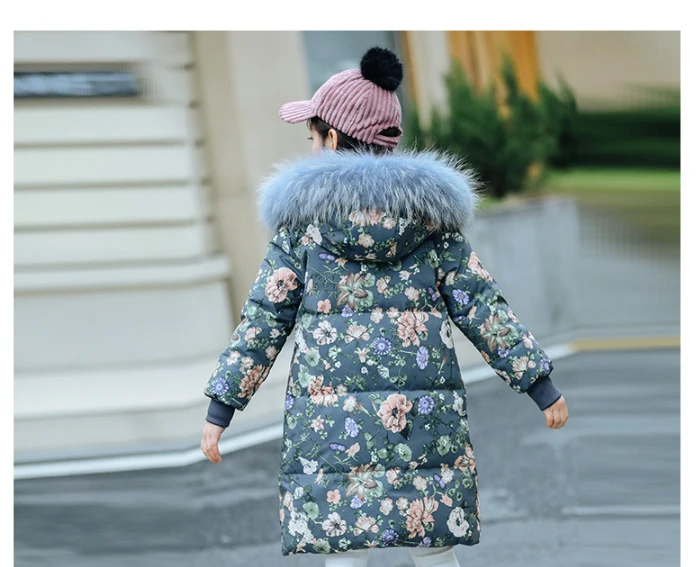 Детское зимнее длинное пальто для девочек, куртка с капюшоном, зимняя одежда, От 6 до 14 лет, утепленная куртка на утином пуху для девочек, длинная верхняя одежда