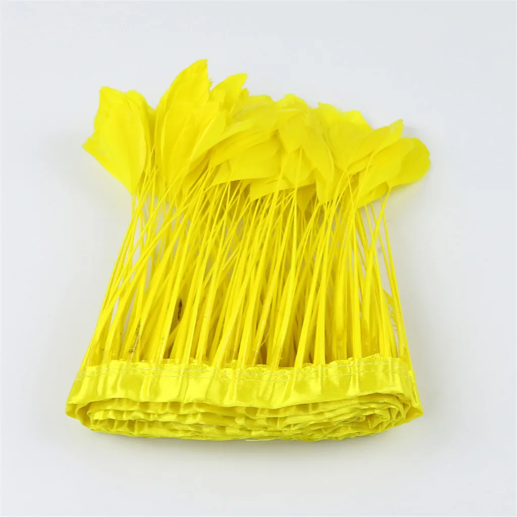 fityle 2m Handmade Accessory 15 - 20cm Natural Marabou Hackle Feather Fringe Trims Ribbon Sewing Crafts Colorful