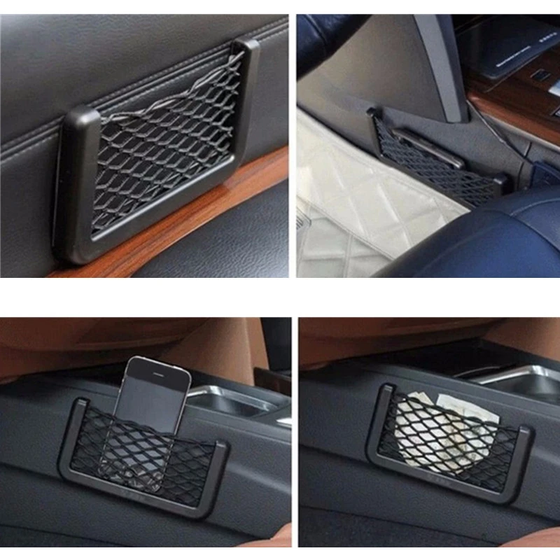 Car Styling Accessories Sticker Seat Storage Net Bag Phone Holder For