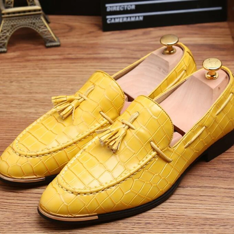 Black Shoes Tassek Moda red Sapatos yellow Couro Vestido Homens Casamento Dedo Oxfords Hombre Homem Festa Apontado P118 blue Dos Nova Zapatos Genuíno De qTHvvB