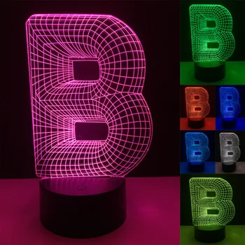 

Novelty Lampara 3D Lamp Alphabet Letter B 7 Color RGB Gradient Table LED Bulb USB Touch Baby Child Sleeping Decor Birthday Gifts
