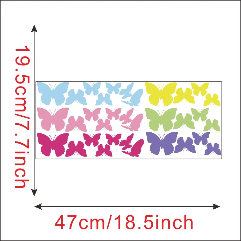 Красочные наклейки на стену с бабочками для детской комнаты, декоративные фрески питомника, спальни, настенные наклейки, домашний декор - Цвет: FCS9195