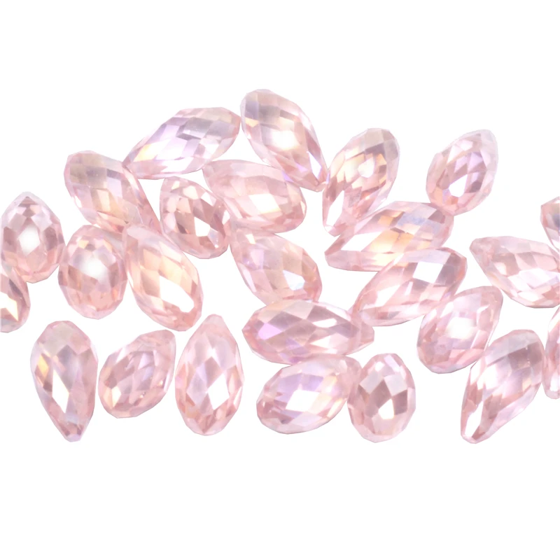 

6mm x 12mm Pink AB Color Briolette Pendants Waterdrop Crystal Glass Jewelry Loose Teardrop Beads DIY