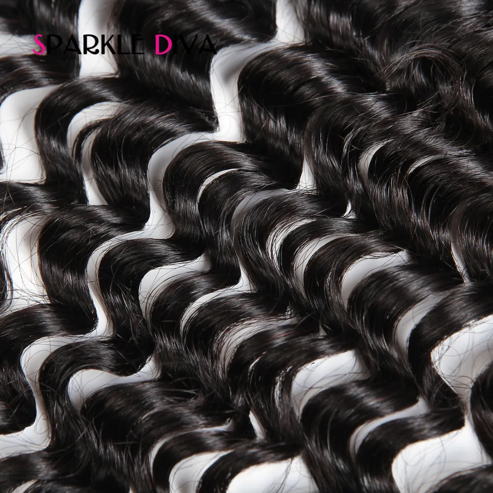 Brazilian Hair Lace Frontal Closure Deep Wave 13x4 Ear To Ear Human hair With Baby Hair Free Part 8-20 inch Non Remy Sparklediva