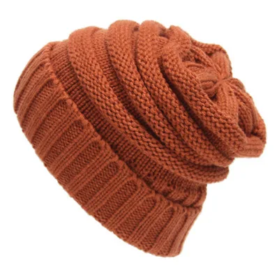 Женская зимняя вязаная шерстяная шапка бини унисекс повседневные шапки и кепки s мужские однотонные хип-хоп Skullies теплая шапочка-бини - Цвет: CAMEL