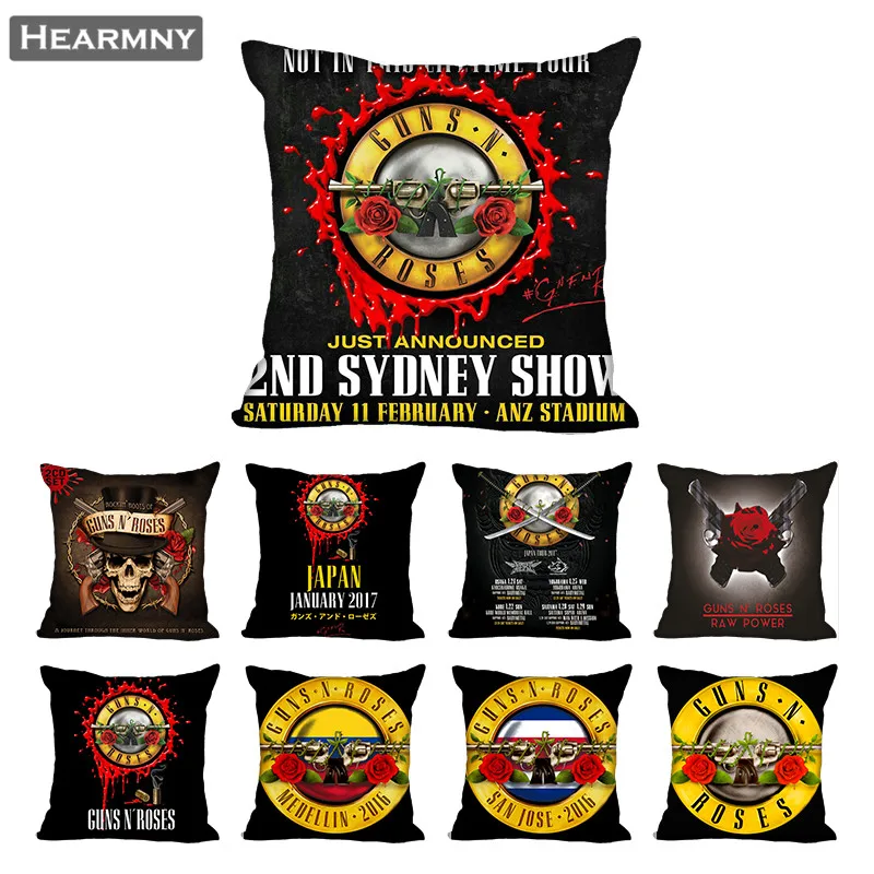 Guns N Roses Pillow Case For Home Decorative Pillows Cover Invisible Zippered Throw PillowCases 40X40 45X45cm