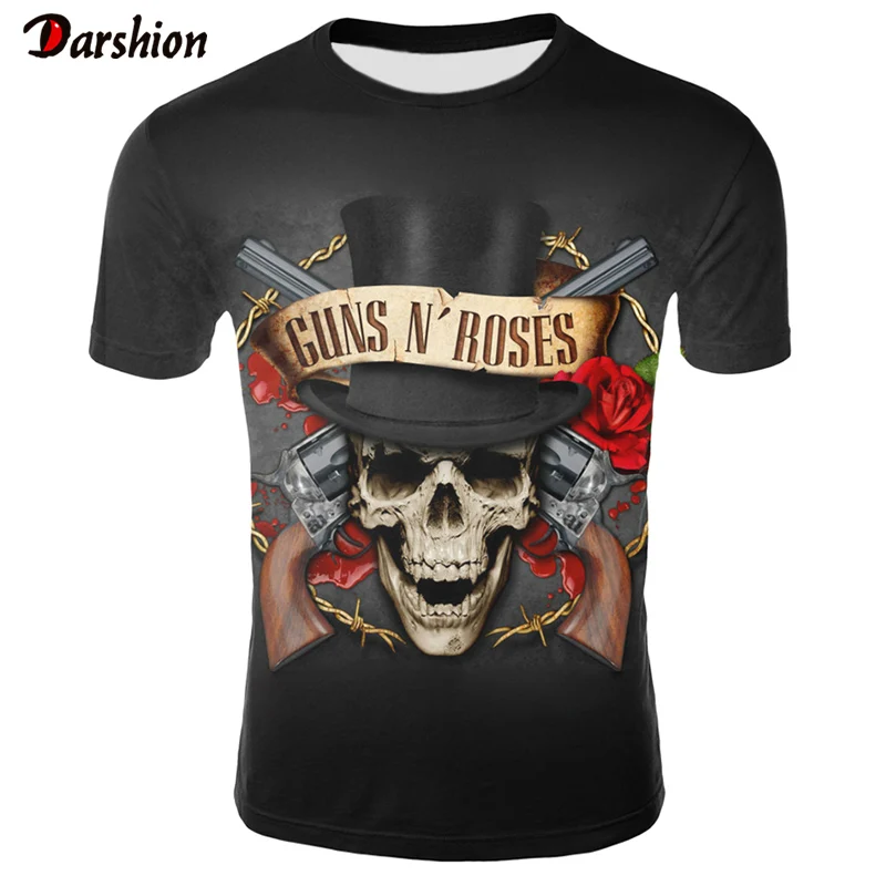 3D Printed Guns N Roses T-shirt Men/Women O-Neck Short Sleeve Casual Print 3D t shirt Men Fashion Top Tees Guns And Roses tshirt
