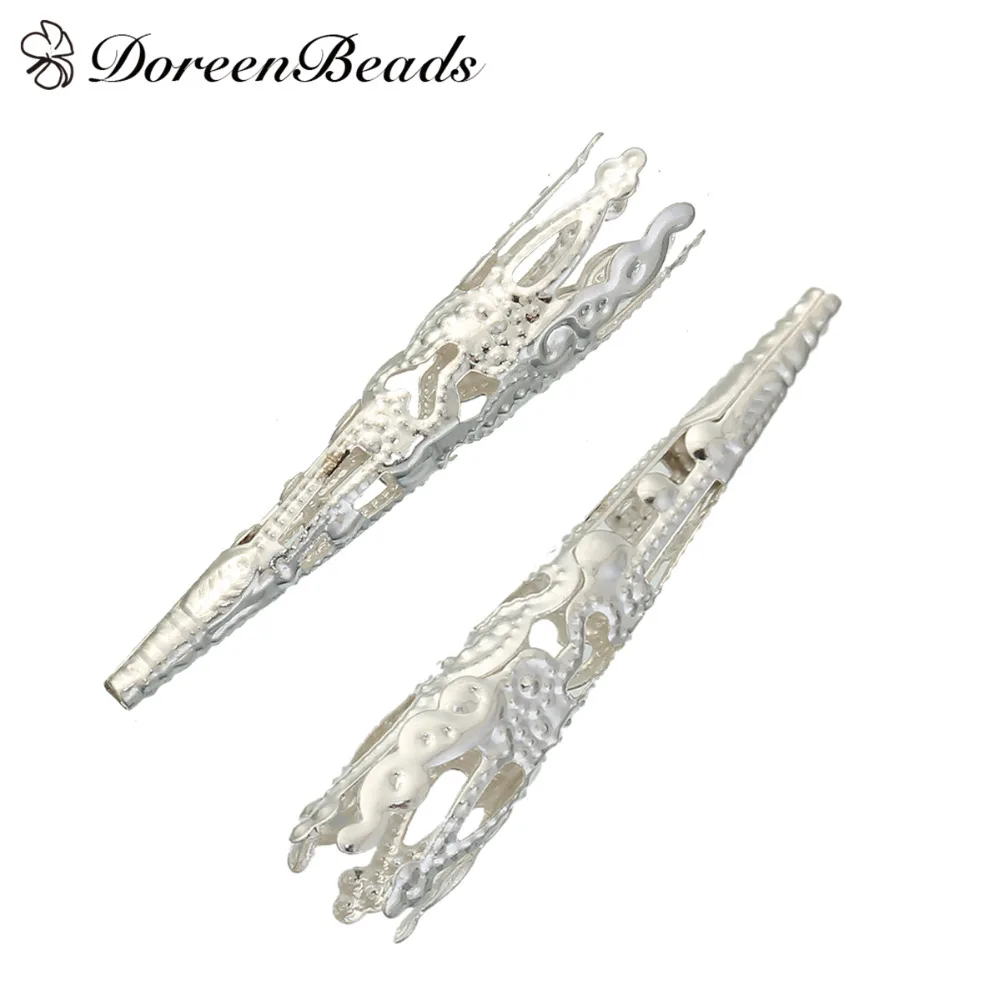 DoreenBeads 60 шт. серебристый цвет филигранные распорки для ногтей бусины Caps9 * 40 мм