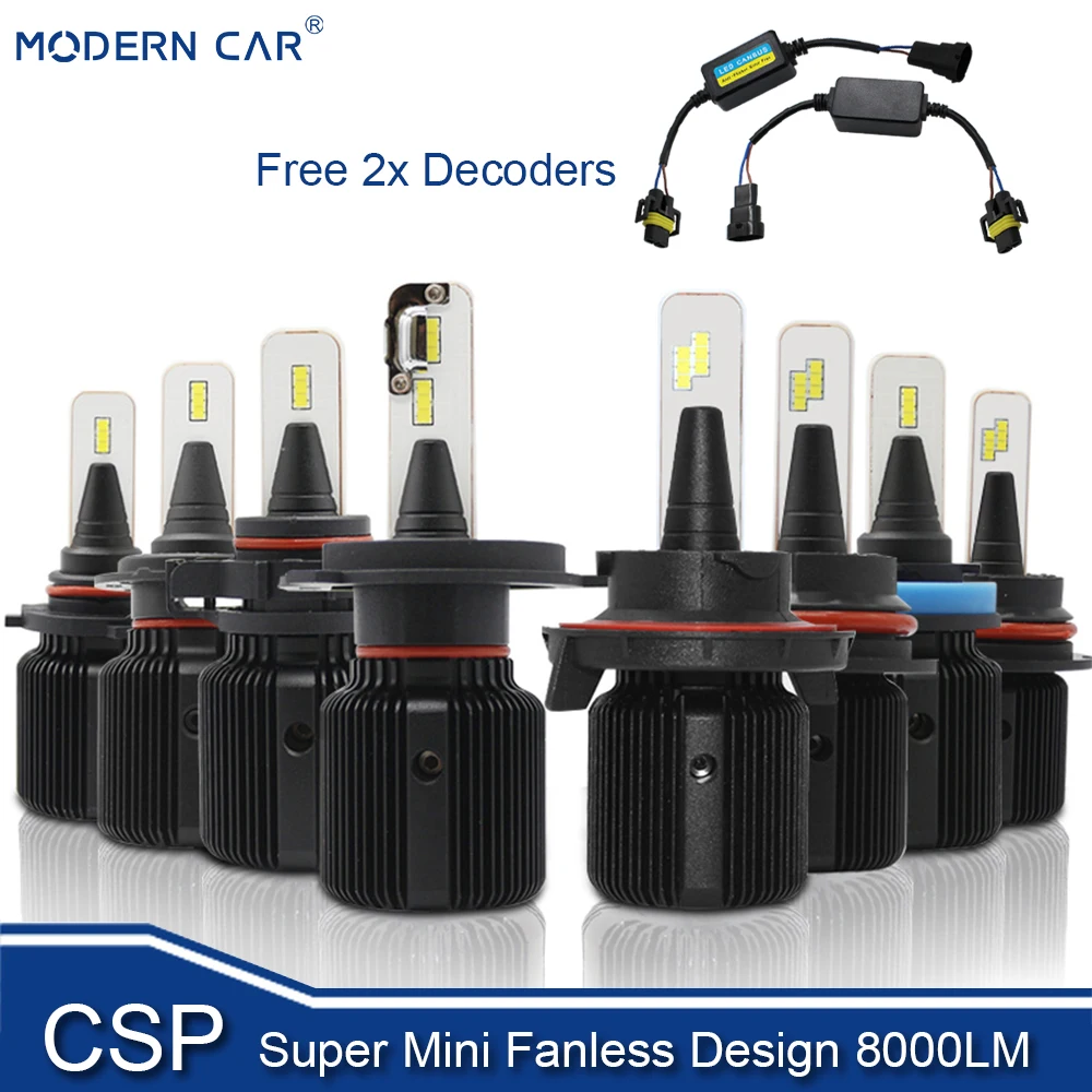 

MODERN CAR CSP LED Headlight Bulbs 72W H4 H7 H11 9005 HB3 9006 HB4 H1 Auto Headlamp Kits Canbus Fog Lamp 8000lm 6000K White 12V