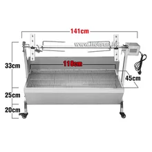 Free Shipping  Large Stainless Steel 60KG BBQ Grill Charcoal Pig Spit Roaster Rotisserie Barbeque