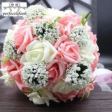 Perfectlifeoh букет невесты Романтическая свадьба Красочный Букет невесты, красный розовый синий и фиолетовый свадебные букеты \ Фиолетовый