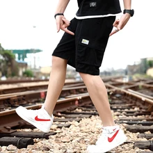 Летние однотонные мужские шорты с несколькими карманами стиль сафари мужские шорты с эластичной талией мужские шорты