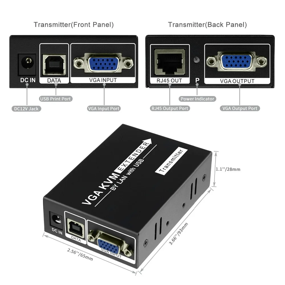 Aikexin VGA KVM удлинитель 200 м, 656ft USB VGA KVM удлинитель CAT5e/6 LAN кабель Поддержка PS/2 клавиатура и мышь USB удлинитель