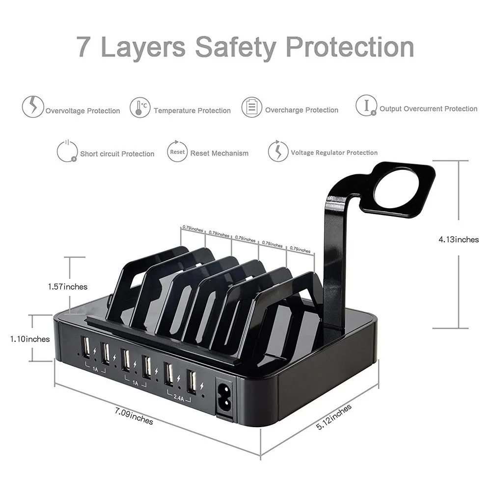 50 Вт 6 портов настольное зарядное устройство usb несколько usb зарядная станция Док-станция для iphone Xiaomi Vivo iphone samsung huawei зарядное устройство