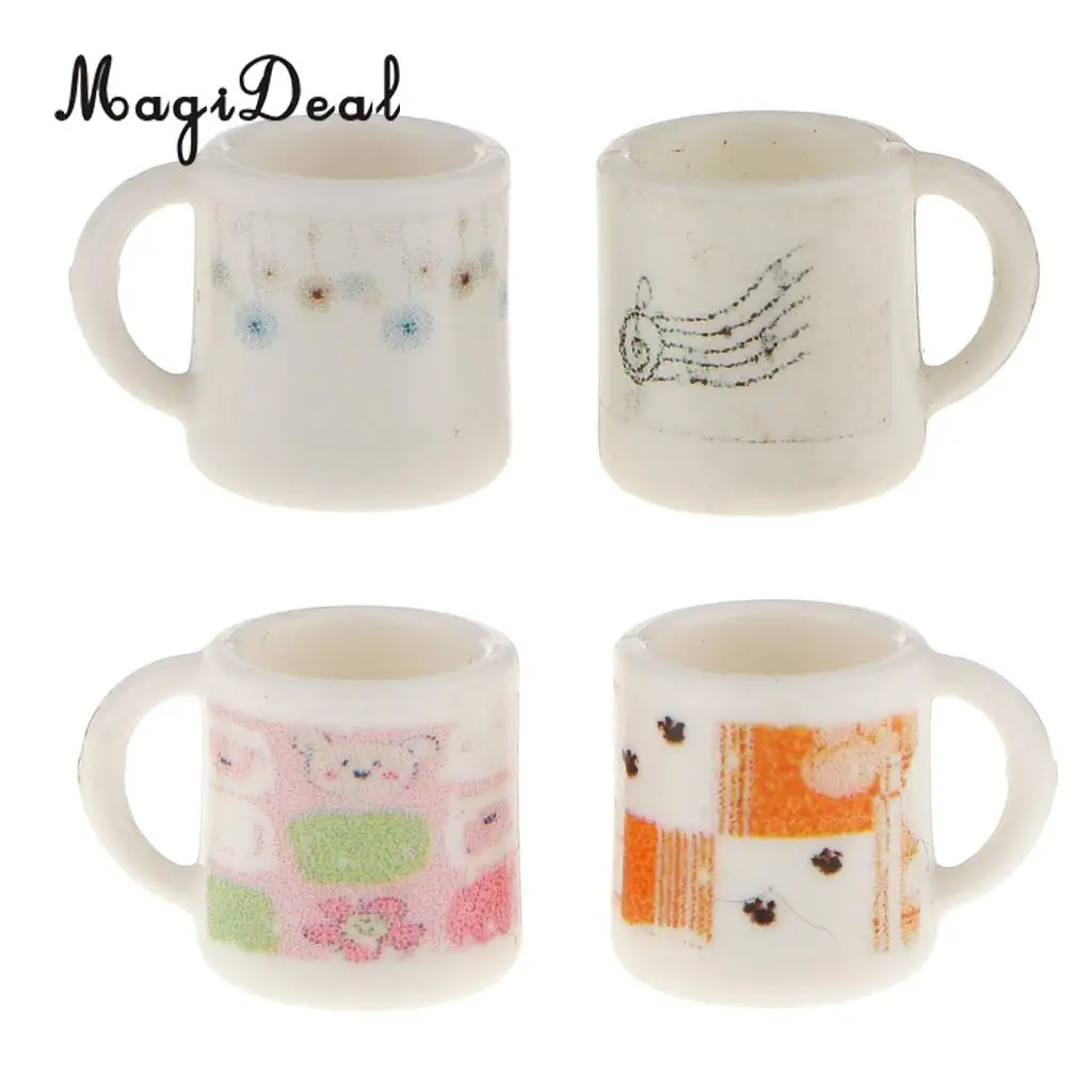 

MagiDeal Colorful 2Pcs 1/12 Scale Dolls House Miniature Plastic Coffee Tea Cups Mugs for Kitchen Restaurant Decor Child Toys